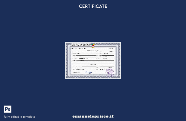 modello di certificato di morte del Camerun in stile verificato